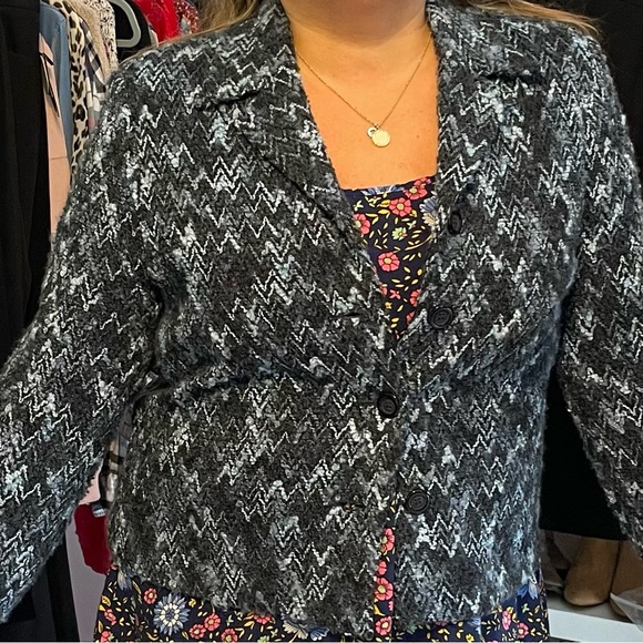 Dress Barn Women’s Tweed Blue Button Up Blazer - Picture 2 of 10